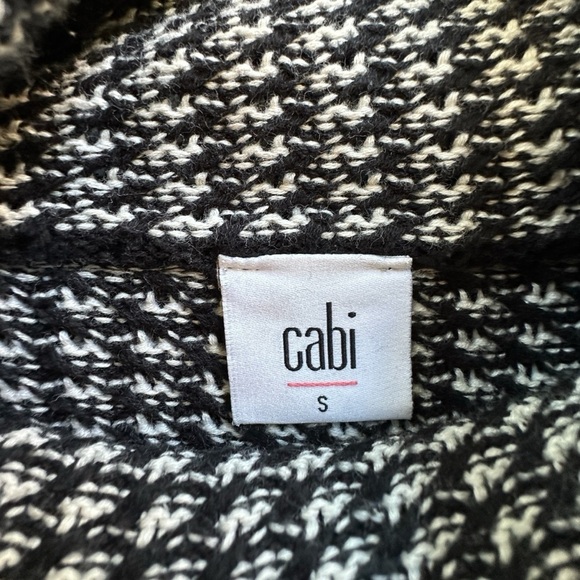 CABI | NWOT FERGIE SPLIT FRONT & BACK COWL NECK COTTON SWEATER BLACK & WHITE SM - Picture 12 of 12